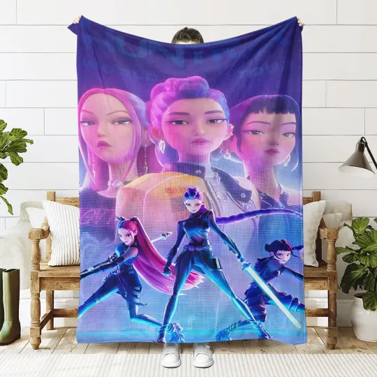 Discover Cool Demon Anime Hunter Super Soft Flannel Blanket for Sofa Couch Bedsprea