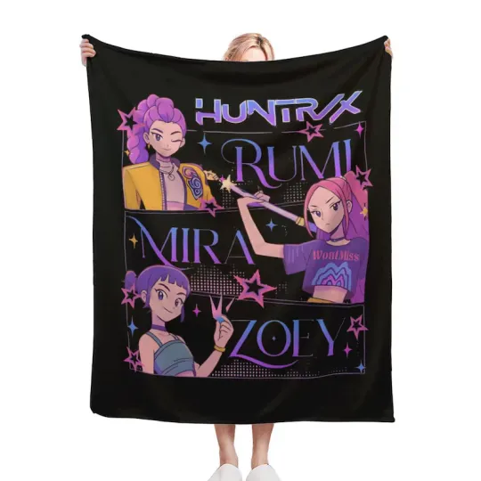 Discover Personalized Demon Hunters Blanket, Personalized Name Anime Girls Fleece Blanket