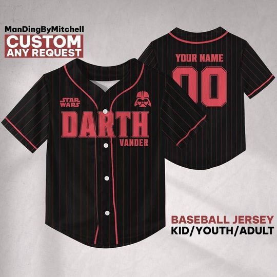 Discover Custom Star Wars Darth Vader Icon Simple Baseball Jersey, Kid Adult Matching Baseball Jersey, Gift for Star Wars Fans