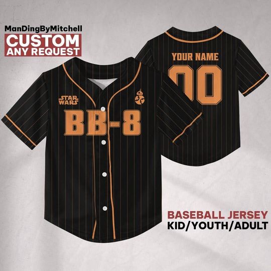 Discover Custom Star Wars BB 8 Icon Simple Baseball Jersey, Kid Adult Matching Baseball Jersey, Gift for Star Wars Fans