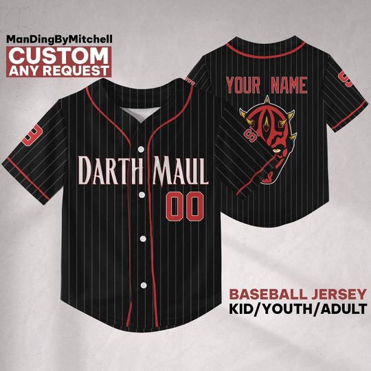Personalize Star Wars Darth Maul The Dark Side Baseball Jersey, Kid Adult Matching Baseball Jersey, Gift for Star Wars Fans