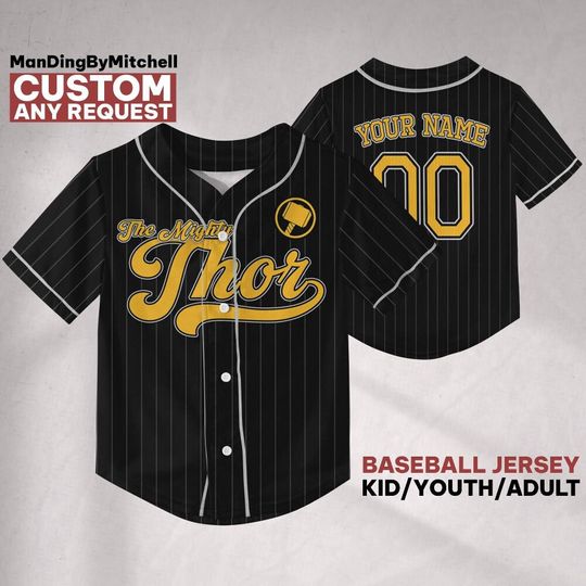 Discover Custom Thor Logo Basic Black Baseball Jersey, Custom Marvel Baseball Jersey Team, Disney Baseball Team Outfit
