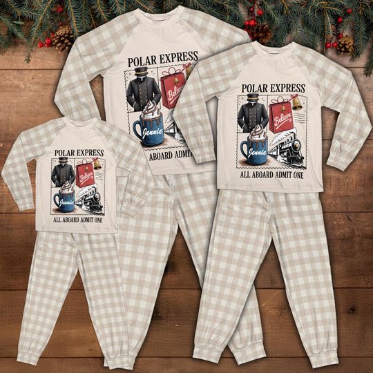 Custom Po-lar Express Christmas Family Pajamas Set, North Pole Train Matching Holiday Sleepwear, Festive Winter PJs for Kids & Adults Gifts
