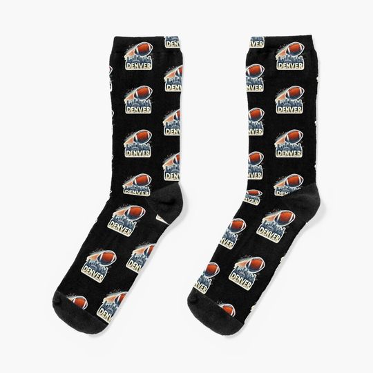 Denver Broncos Skyline Football Socks, Gift For Fan