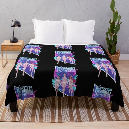 Discover Kpop Demon Hunter | Dark Fantasy Idol Aesthetic | Anime Streetwear Design Throw Blanket