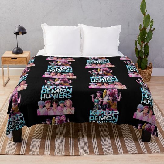 Discover Animated Kpop Films 2025 Logo Musical Fan K-Pop Demon Hunters Throw Blanket