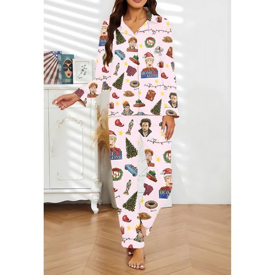 Home Alone Kids Pajamas  Matching Family Christmas Pajama Set, Funny Holiday PJs for Kids & Adults, Christmas Kevin Mccallister Pajamas Set