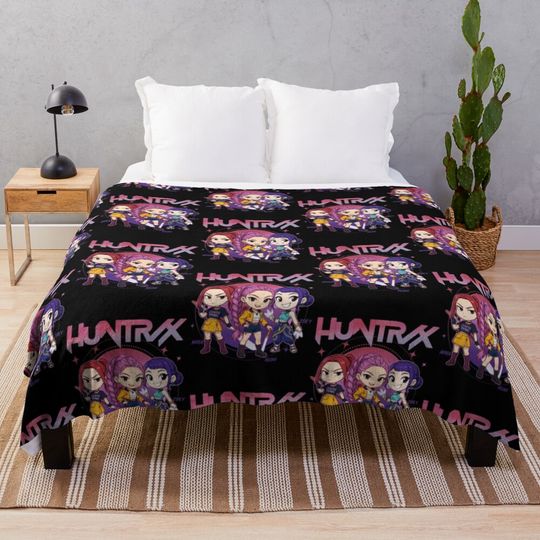 Discover Huntrix Demon Hunters Shirt Mira Rumi Zoey Chibi Kpop Demon Hunters For Kids  Fleece Blanket