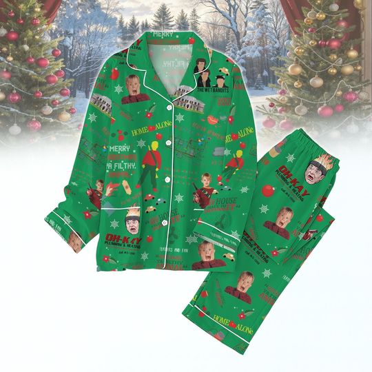 Home Alone Christmas Pajamas Set, Funny Holiday Movie PJs, Merry Christmas Ya Filthy Animal Sleepwear, Xmas Gift for Fans, Xmas Pjs