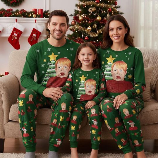 Discover Home Alone Christmas Pajamas Set, Kevin Xmas Holiday Sleepwear, Family Matching Xmas Outfit For Men Women Kids, Family Matching Sleepwear