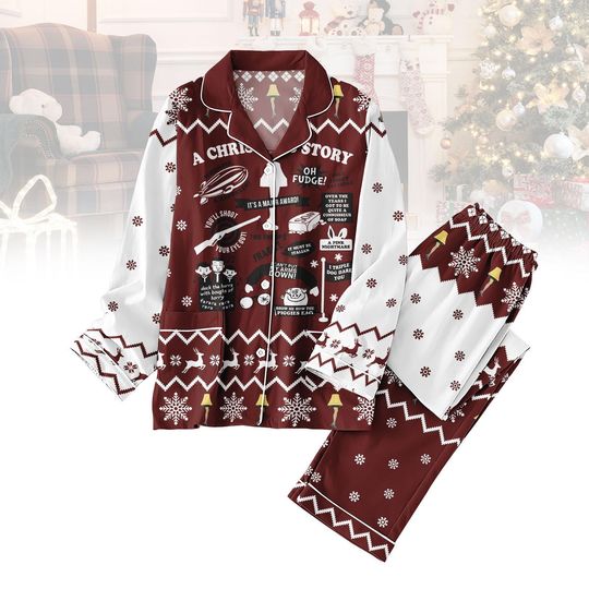 A Christmas Story Pajamas Set, Funny Holiday Sleepwear, Classic Movie Xmas PJs, Cozy Gift for Men and Women, Movie Pjs Gift