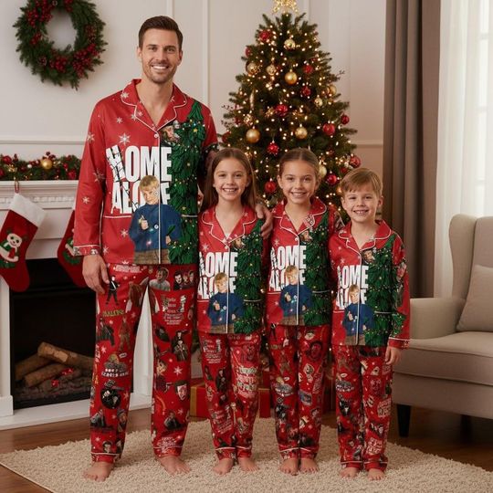 Discover Home Alone Christmas Pajamas, Kevin McCallister Long Sleeve Pajamas, Ya Filthy Animal Shirt, Funny Xmas Movie Pj Set, Holiday Gift