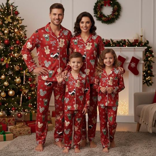 Discover Gingerbread Christmas Pajamas Set, Holiday Sleepwear, Fun Christmas Gift