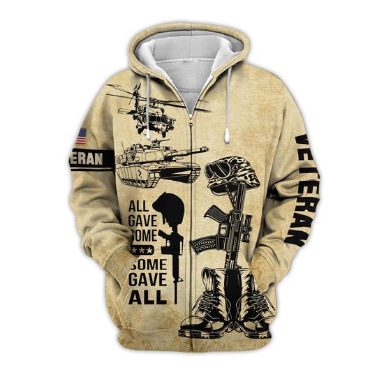 Discover All Gave Some Veteran 3D Zip Hoodie Eagles Patriotic Hoodie American Flag Hoodie Pullover Gift