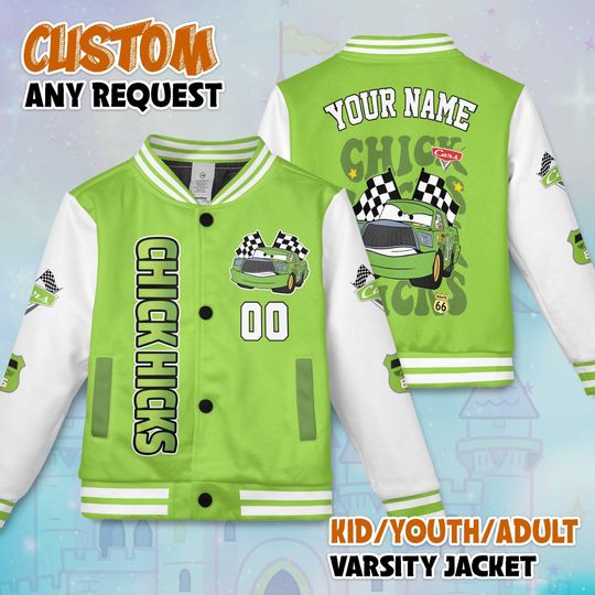 Discover Personalized Chick Hicks Varsity Jacket, Custom Disney Cars Baseball Jacket, Disney Cars Kids Youth Adult Varsity Jacket