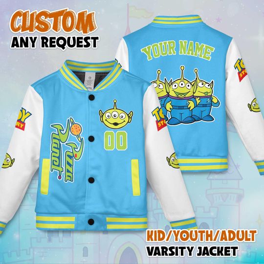 Discover Custom Little Green Aliens Varsity Jacket, Personalized Toy Story Baseball Jacket, Little Green Aliens Kids Youth Adult Varsity Jacket