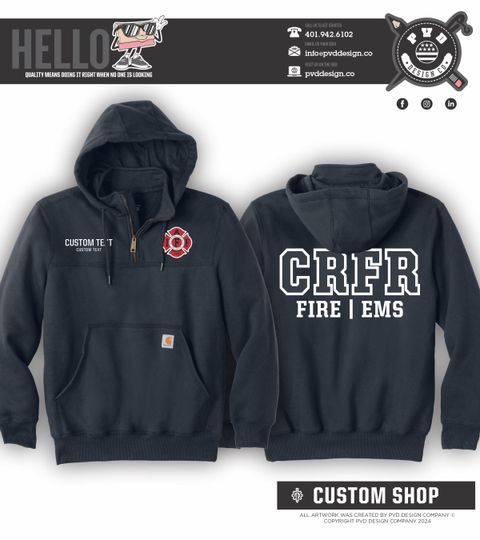 Discover Custom IAFF Firefighter 1/4 Zip Carhartt Hoodie