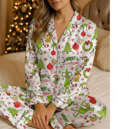 Discover Merry Greenmas Pajamas Set | Funny Christmas Sleepwear | Festive Holiday Tree & Candy Cane Pajamas | Matching Family PJs PSJ1112