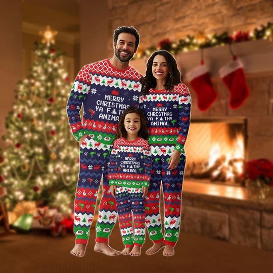 Home Alone Christmas Pajamas Set, Ya Filthy Animal Family Matching Pajamas, Funny Holiday Sleepwear, Xmas Gift for Men Women Kids