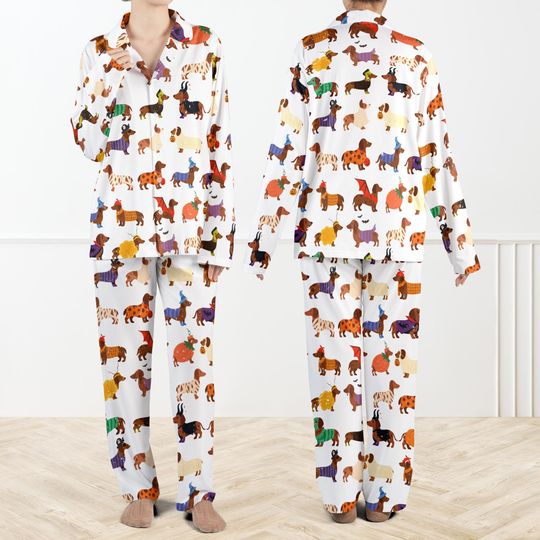 Discover Halloween Dachshund Pajama Set For Women, Dachshund Mom Pajamas, Dachshund Fall Set, Dog Mom Pyjamas, Dachshund Mom Gifts