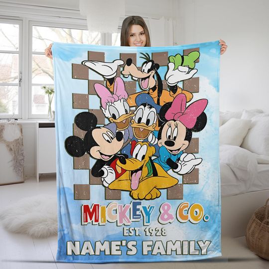 Discover Minnie Mouse Custom Name Blanket | Disney Baby Blanket | Personalized Disneyland Trip Gift | Custom Disney Sherpa Fleece Throw JCKT08