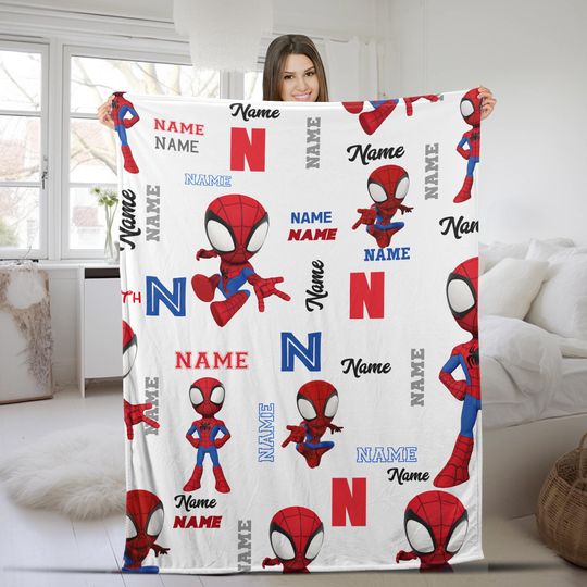 Discover Personalized Name Blanket, Spider Man Friends Blanket, Super Hero Blanket, Custom Hero Name Blanket, Superhero Baby Blanket CZDW27