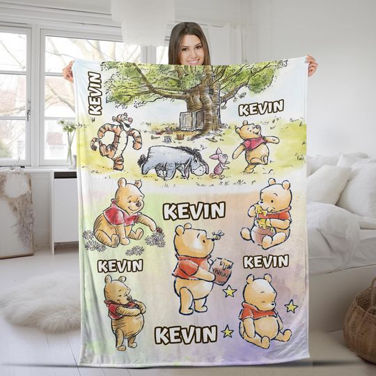 Discover Personalized Winnie the Pooh blanket, Pooh Bear and friends blanket, Birthday gift for her/him CZDZ12