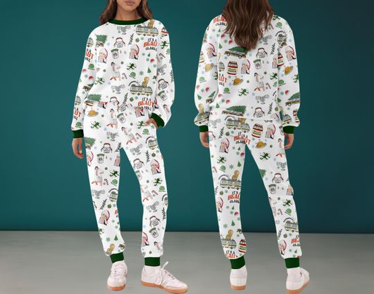 National Lampoon's Christmas Pajamas Set For Women And Kids, Christmas Vacation Sweatsuit, Funny Clark Griswold Outfit, Holiday Lounge Set