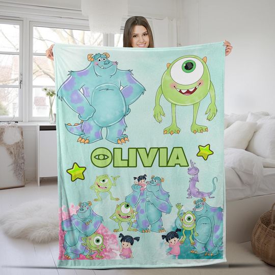 Discover Personalized Disney Monsters Inc Blanket, Custom Name Pixar Monsters University Baby Blanket, Sully Mike Wazowski Birthday Gifts CZDZ17