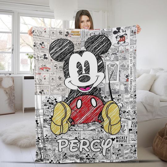 Discover Personalized Mouse Cartoon Blanket, Mouse Character Blanket, Cute Mouse Blanket, Home Decor, Birthday Gift CZD216