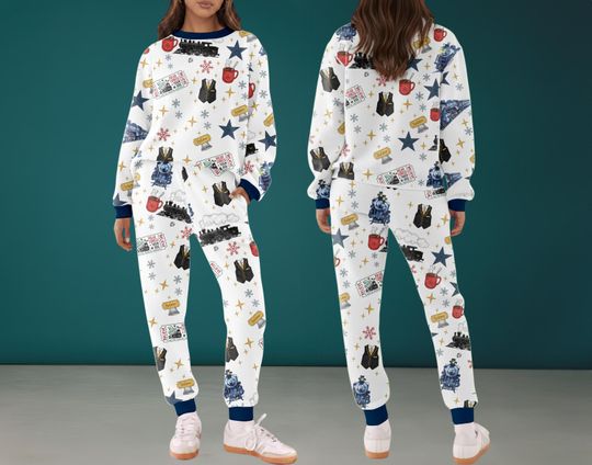 The Polar Express Pajamas Set For Women And Kids, Polar Express Christmas Sweat Suit, Train Ride Holiday Jogger Set, Silky Lounge Outfit