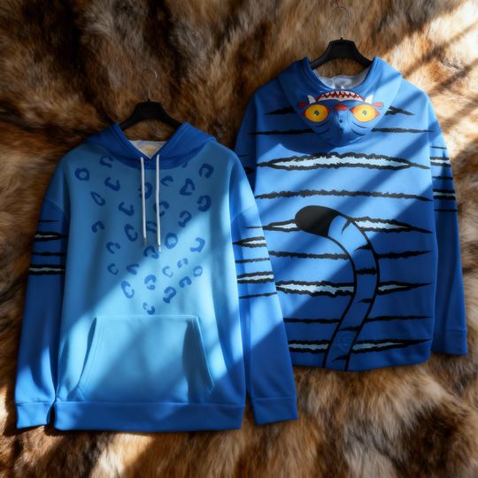 Discover Blue Monster Cat 3D Hoodie, Funny Scratch Print Sweatshirt, Halloween Cosplay Costume, Unisex Animal Pullover