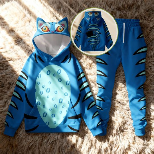 Discover Tiger Costume Hoodie Set, Blue Tiger Outfit, Halloween Tracksuit, Animal Loungewear, Cute Tiger Cosplay, Unisex Hoodie and Pants