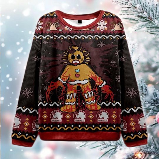 Discover Horror Movie Ugly Christmas Sweater, Sci-Fi Gingerbread Holiday Sweatshirt, Scary Xmas Gift, The Thing Fan Crewneck, Outpost 31