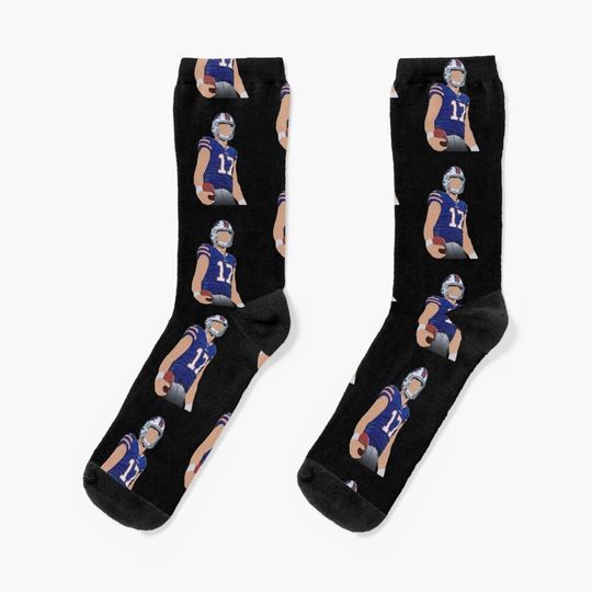 Josh allen Buffalo bills, cartoon faceless Socks