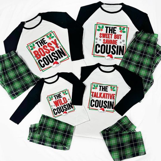 Discover Unique Cousin Crew Matching Sleepwear With Hem: Custom Warm And Cozy Plaid Pajamas With Plus Size Up To 6XL