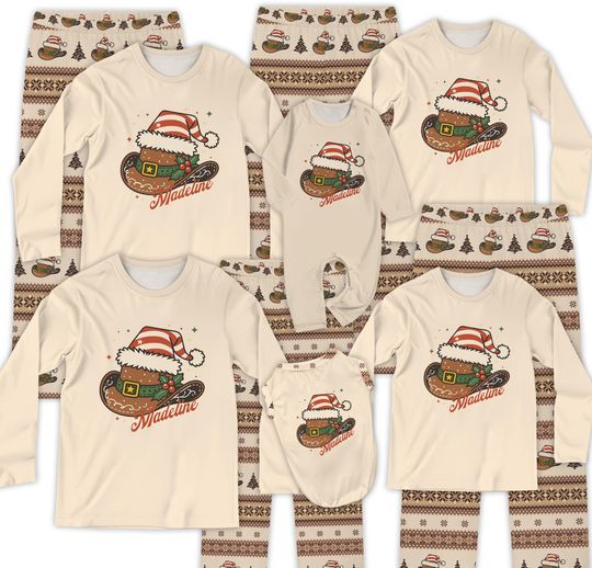 Discover Custom Western Hat Christmas Pajamas  Cozy Sleepwear With Unique Prints And Plus Size, Black Xmas Vacation Outfit