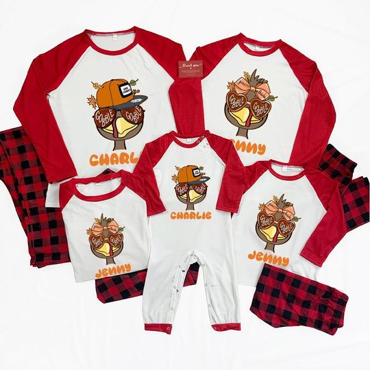 Discover Personalized Unique Thanksgiving Plaid Pajamas, Cozy Turkey with Hat and Bow Printing Sleepwear Plus Size, Special Gift For Her 2025