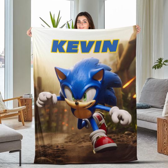 Discover Personalized Sonic The Hedgehog Blanket, Custom Sonic Blanket, Sonic Birthday Blanket, Sonic Name Blanket, Sonic Blanket CYLK15