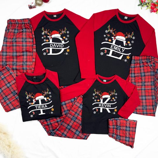 Custom Plus Size Matching Christmas Pajamas, Red Christmas Pajama Sets, Big And Tall Family Pajamas, Unisex Christmas Pjs For Men Women