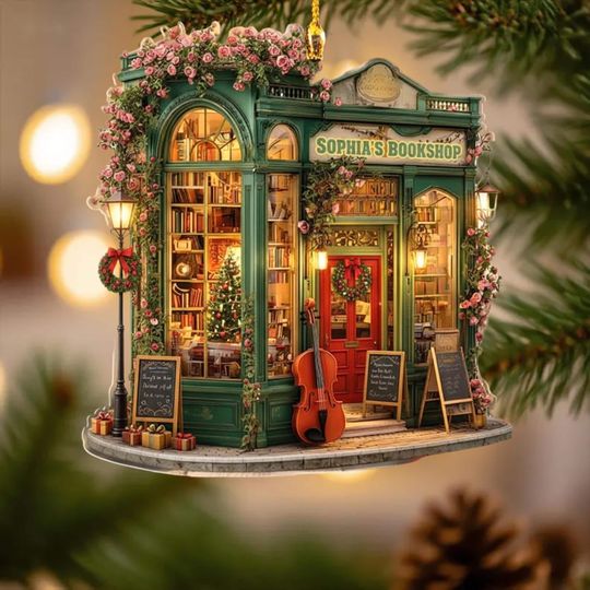 Discover Personalized Bookstore Christmas Ornament, Acrylic Book Lover Holiday Decor,Custom Book Shop Ornament, Cute Gift for Book Lovers, Librarians