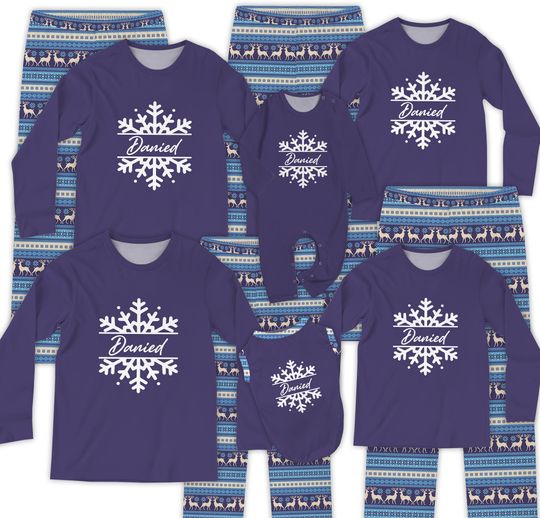 Discover Personalized Christmas Pajamas: Snowflake Family Matching Set