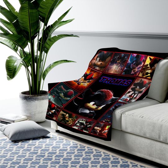 Discover Custom Sonic The Hedgehog Blanket/Personalized Shadow Hedgehog Blanket/Custom Shadow Sonic Blanket/Sonic Blanket/Birthday Blanket C1HR17