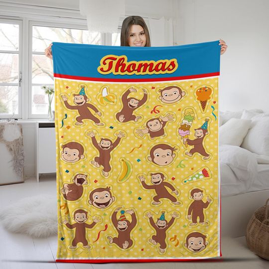 Personalized Curious George Blanket Curious George Fleece Blanket
