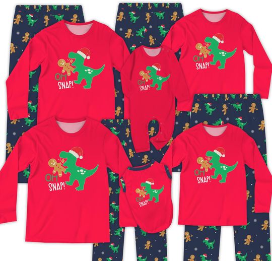 Discover Dinosaur Christmas Pajamas: "Oh Snap!" Family Matching Holiday PJs