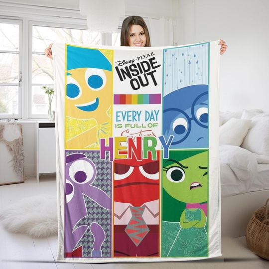 Discover Disney Inside Out Fleece Blanket, Inside Out Blanket, Inside Out Characters Blanket, Birthday Gifts, Christmas Gifts CZD224