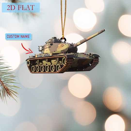 Discover Custom Name Tank Christmas Ornament - Acrylic Military Gift