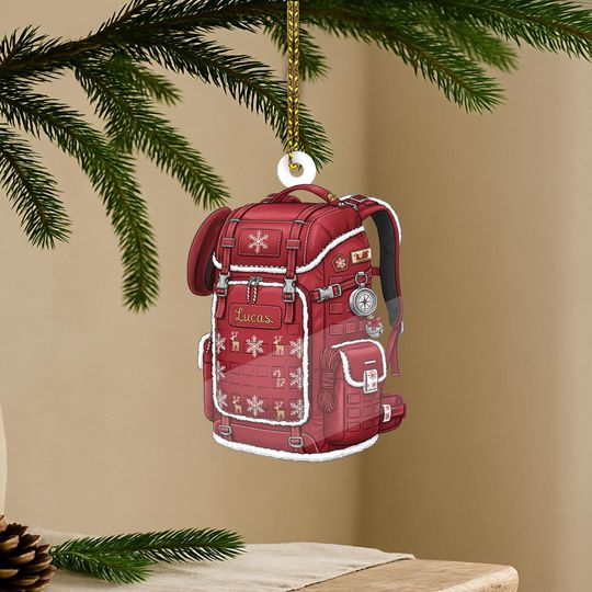 Discover CUSTOMIZABLE Hiker Xmas Ornament, PERSONALIZABLE Acrylic Backpack Decor, Outdoor Adventure Gift for Travelers Campers Friends, xmas keepsake