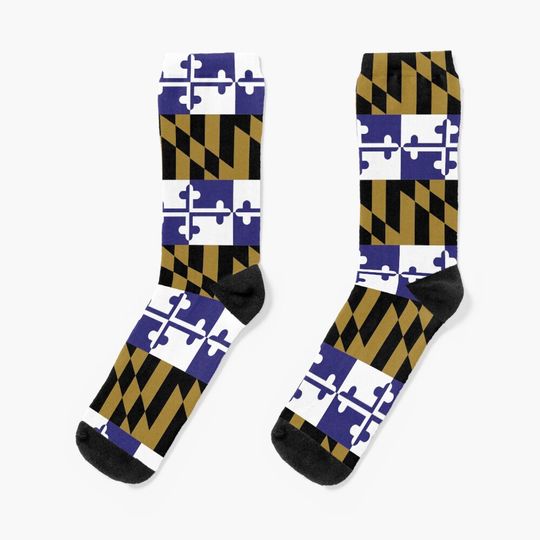 maryland flag baltimore ravens Socks, Gift For Fan