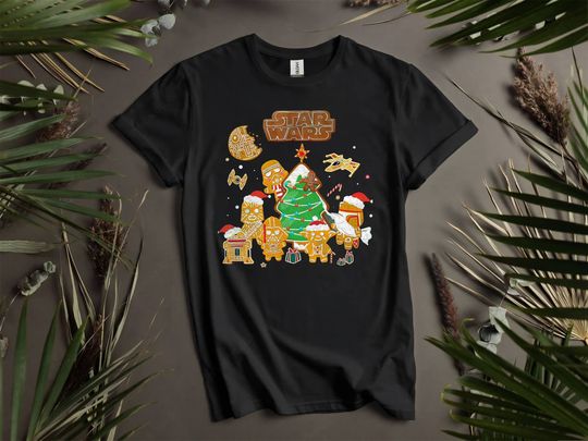 Discover Darth Vader R2-D2 C-3PO Ginger Cookies Christmas Custom T-Shirts for Men, Women, and Kids - Sizes S to 5XL | Ladies' T-Shirts Available K107